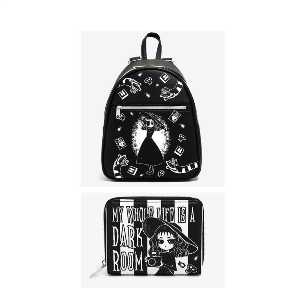SOLD-Loungefly Beetlejuice Lydia Backpack & Wallet